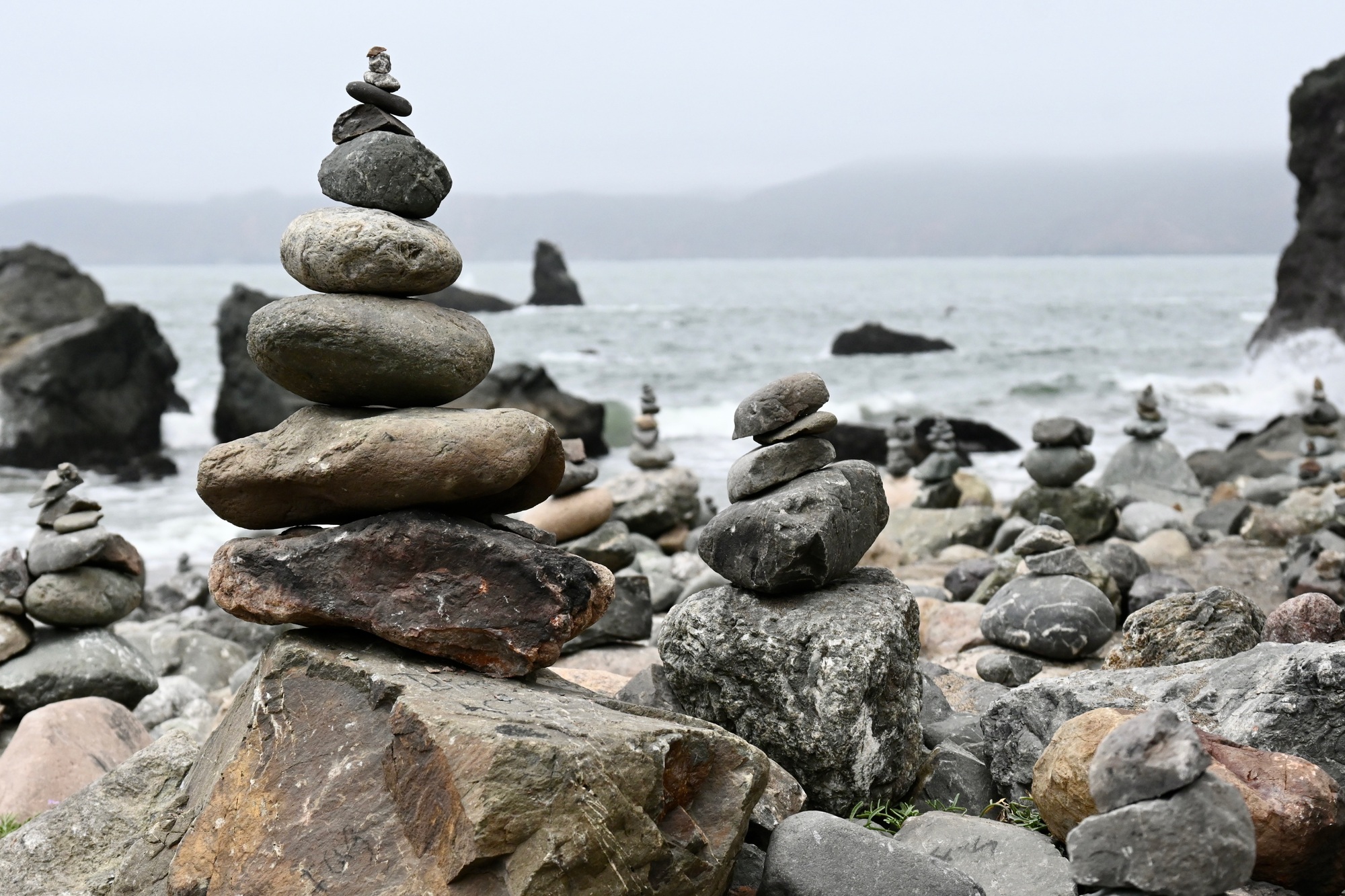 Stone stacks on a beach